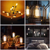 Collage of various light fixtures in different settings